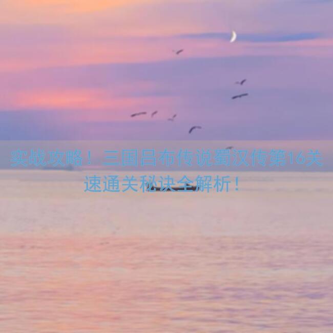 实战攻略！三国吕布传说蜀汉传第16关速通关秘诀全解析！